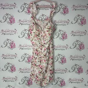 Dress floral milk maid ruffle frilly shoulder straps bustier style babydoll y2k